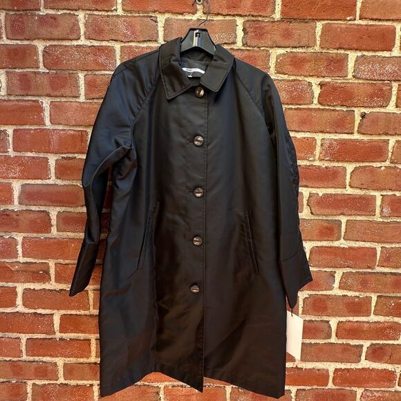 Jane Post $695 Iconic Princess Rain Slicker jacket black womens large NWT - Picture 1 of 8